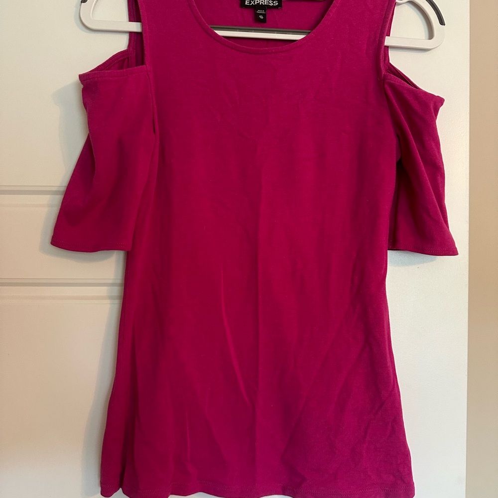 Express Pink Cut Out Short Sleeve Blouse
